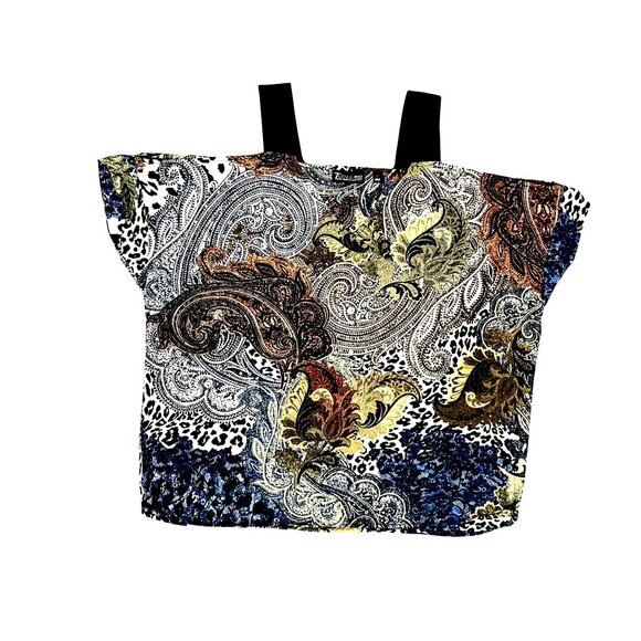 7Th Avenue Design Studio Large Cold Shoulder Tunic Top Paisley Animal Print Chic - Picture 13 of 13